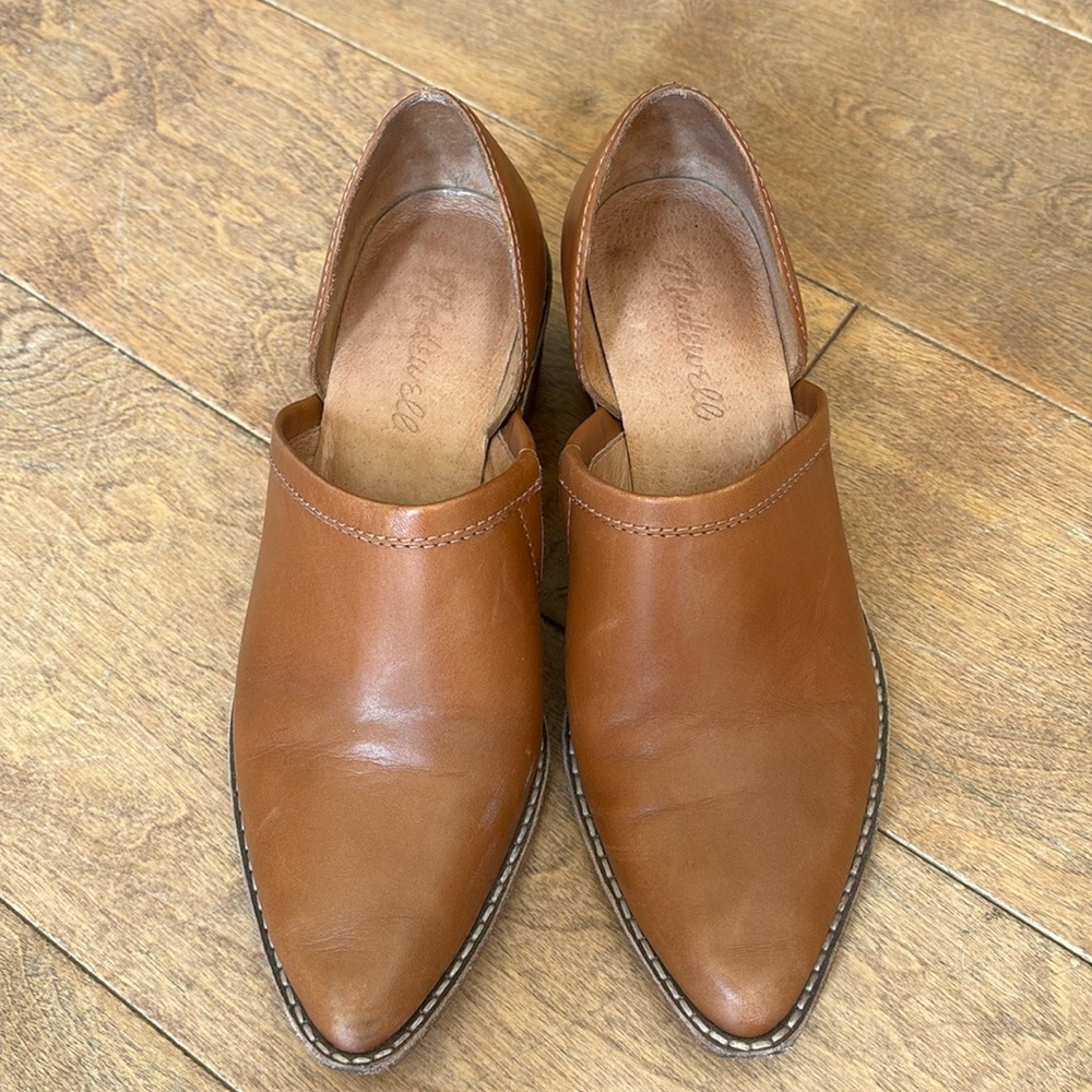 Madewell tan block heel shoes